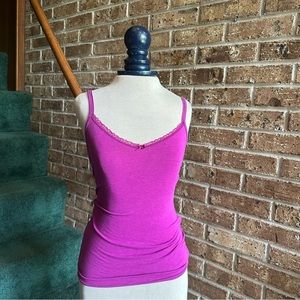 VTG Y2K Ruffle Trim Purple Bow Tank Top
